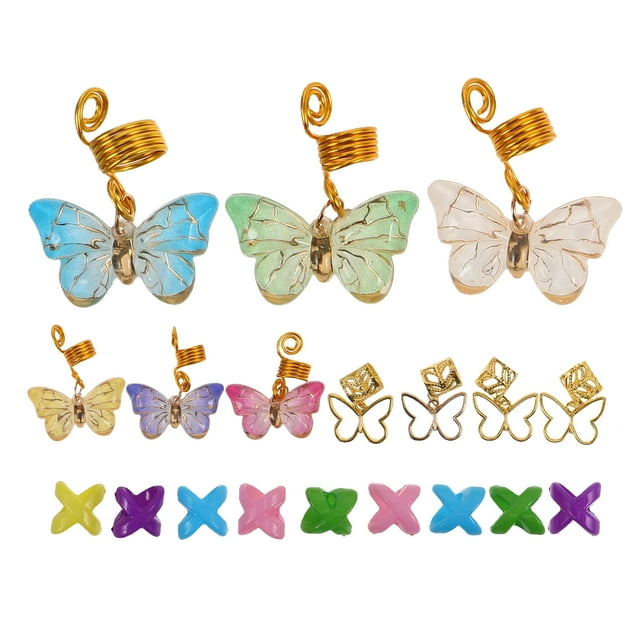 Miangastore 20Pcs Hair Accessories for Braids Butterfly Hair Clips Golden Dreadlock Accessories Hair Jewelry for Women Braids Butterflies Hair Cuffs Charms Rings Hair Charms for Braids Butterfly