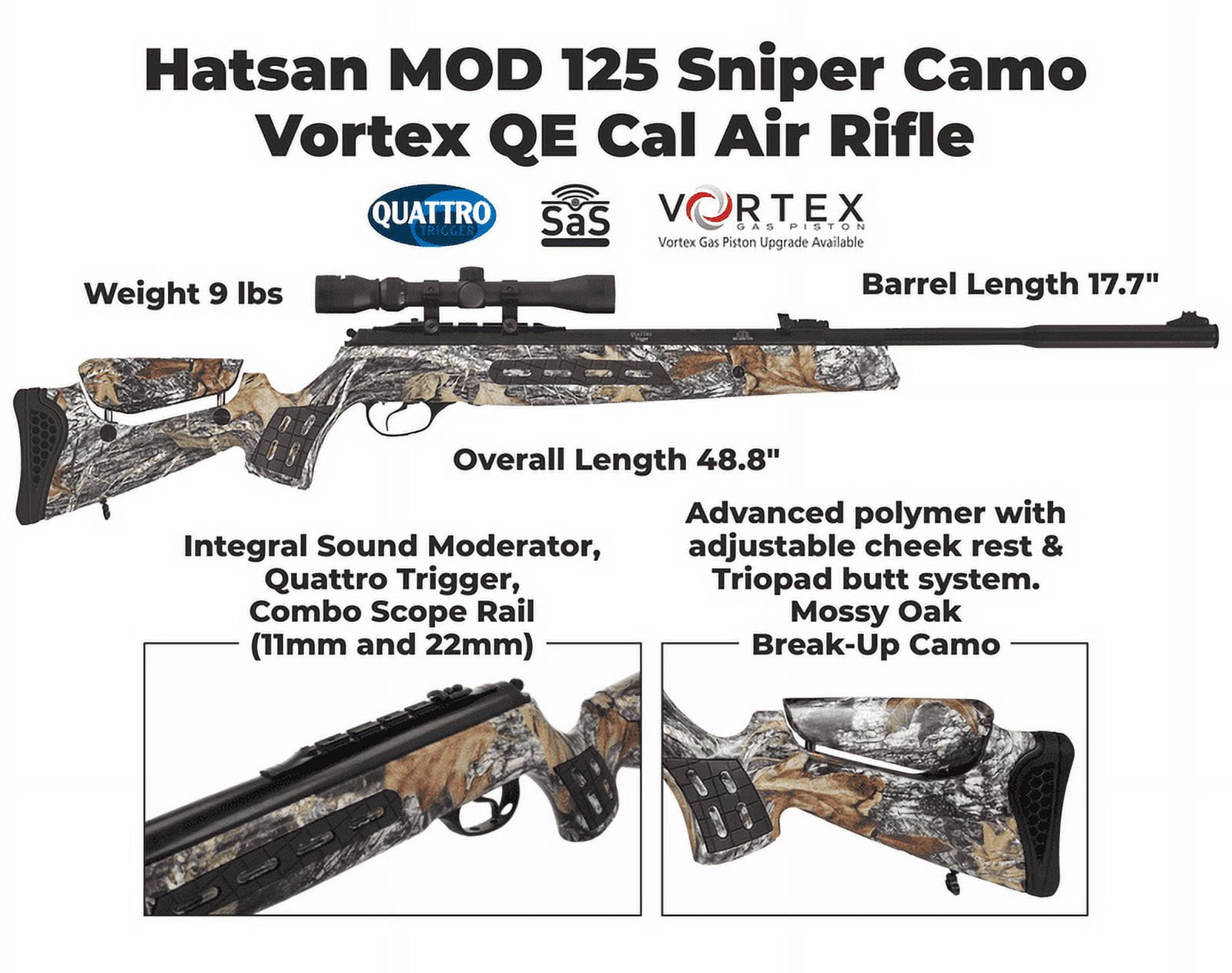 Hatsan Mod 125 Sniper Vortex QE .25 Caliber-Scope Camo