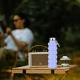 thumbnail image 5 of 2 Pcs Collapsible Water Bottles 16.67oz Silicone Travel Foldable Portable Water Bottle with Buckle Silicone Lightweight Reusable Leakproof for Camping Hiking Cycling Sport (blue purple), 5 of 8