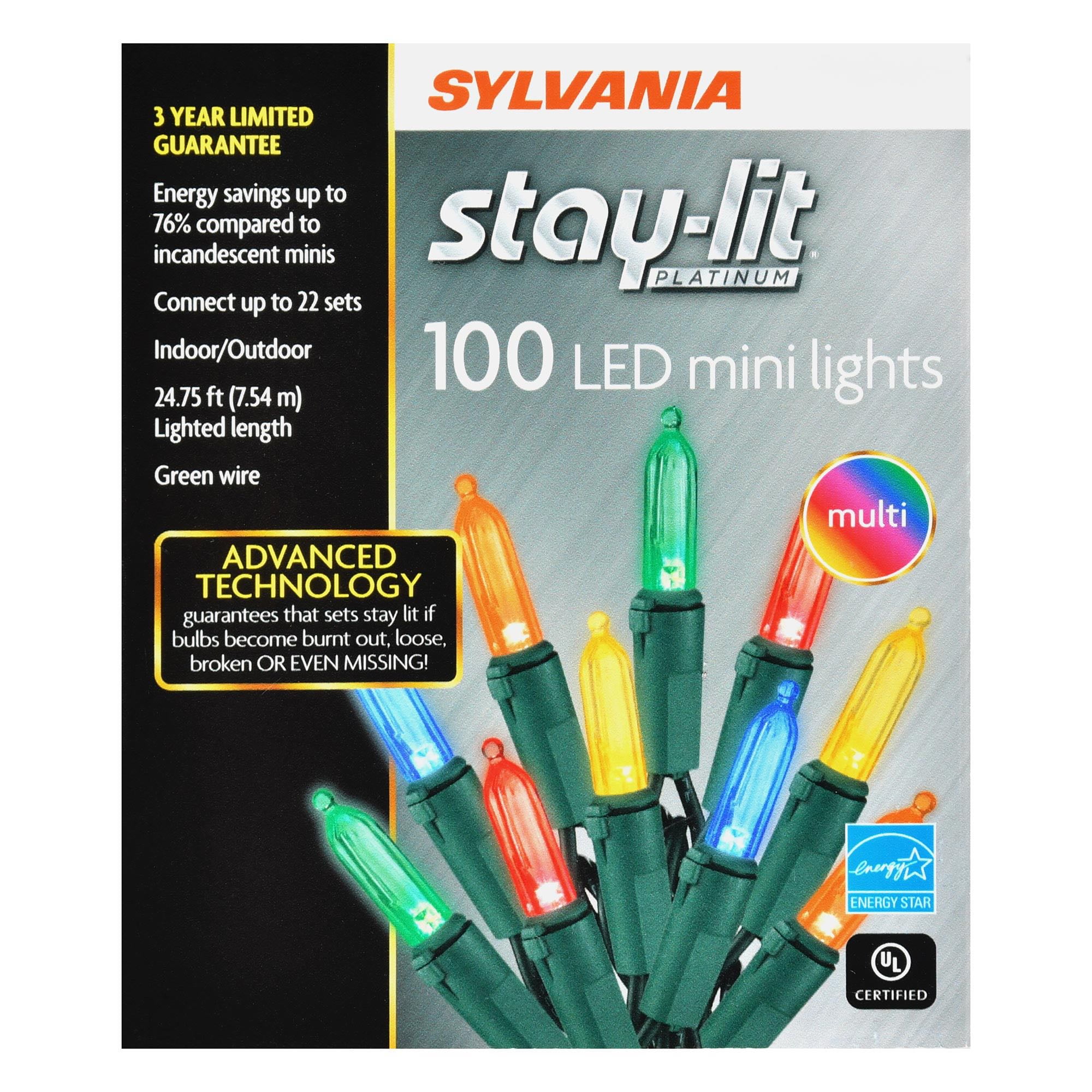SYLVANIA Stay-lit Platinum Indoor/Outdoor Christmas Light 100 Mini Lights Mu... 