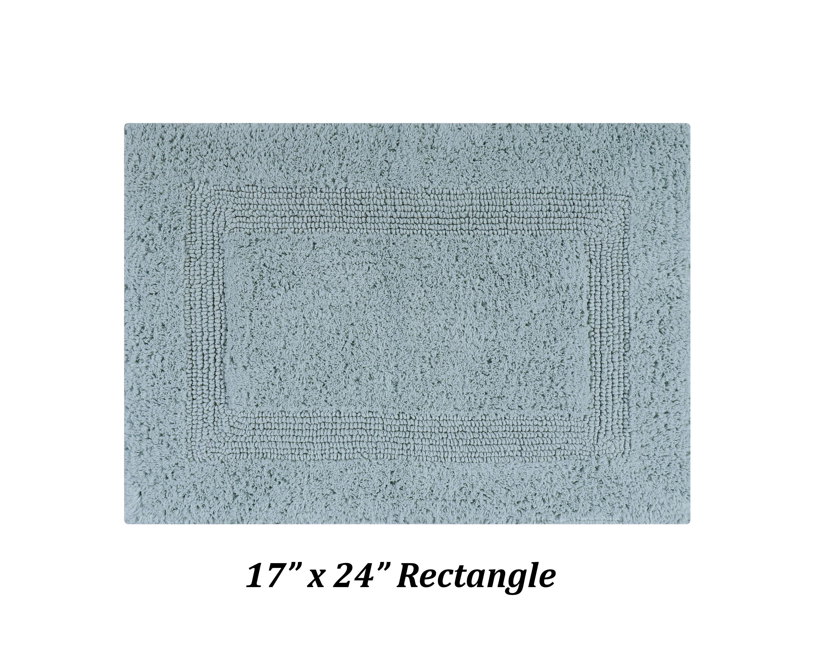 Better Trends Premium 2 Piece Bathroom Rug Set 100% Cotton, Extra Soft Tufted Bath Mat, Water Absorbent & Reversible Mat, Blue Lux Collection
