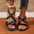 thumbnail image 6 of Yyuenw Casual PU Flat Sandals Women Open Toe Crisscross Straps Lightweight Holiday Dating Summer Shoes, 6 of 9