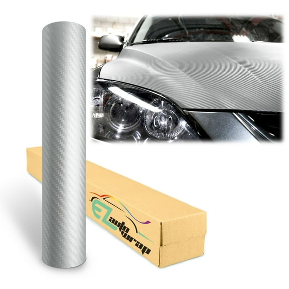 3D Carbon Fiber Silver Matte Car Vinyl Wrap Sticker Decal Film Sheet Air Release