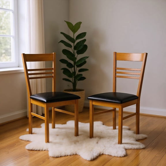 Resenkos Wood Dining Chairs Set of 2 with Rubber Wood Frame, Mid Century Upholstered Seat Chair for Kitchen, Dining Room, Walnut