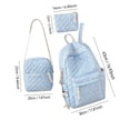 thumbnail image 3 of Quilted Gingham Pattern Three-Piece Backpack Combo, Cute Bow Decor School Rucksack, Matching Shoulder Bag & Purse for Teen Daily Commute, 3 of 3