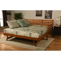 Kodiak Furniture Boho Wood Daybed/Pop Up in Barbados Brown w/ Floral Mattresses