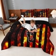 thumbnail image 3 of Erosebridal Fire Soccer USA Flag Queen Comforter Set, Sport Bedding Comforter Set for Men and Boys, Black Reversible 3 Pieces, 1 Comforter and 2 Pillowcases, 3 of 6