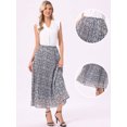 thumbnail image 2 of DARING DIVA Women's A-Line Elastic Boho Summer Floral Print Midi Skirts XS Dark Blue, 2 of 6
