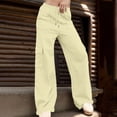 thumbnail image 2 of QQZ Flowy Wide Leg Cargo Joggers Pants For Women, Elastic Waist Drawstring Casual Track Pants, Daily Lounging Weekend Travel Outfits, 2 of 8