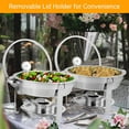 thumbnail image 5 of 5Qt 4 Pack Chafing Dish Buffet Set, NSF Stainless Steel Round Chafers for Catering, Buffet Servers and Warmers Set with Glass Lid & Lid Holder, Thick Stand Frame for Wedding Party Banquet Event, 5 of 9