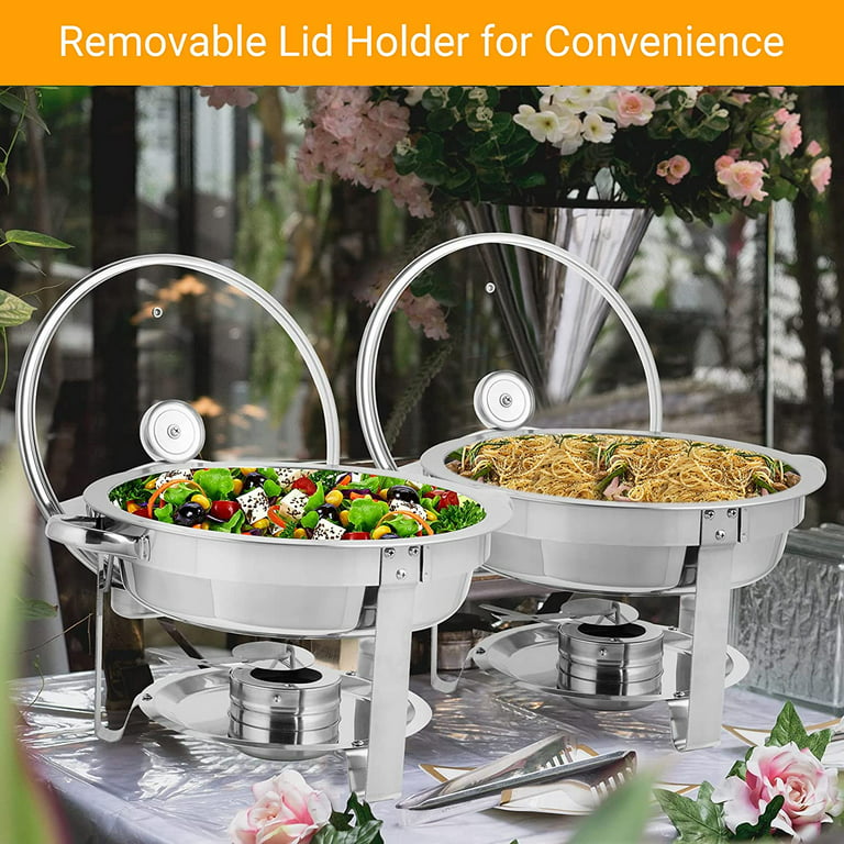 ROVSUN 5 Qt 2 Pack Round Chafing Dish Buffet Set with Glass Lid