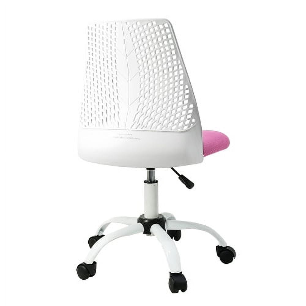 Armless Ergonomic Office and Home Pink Chair with Supportive Cushioning