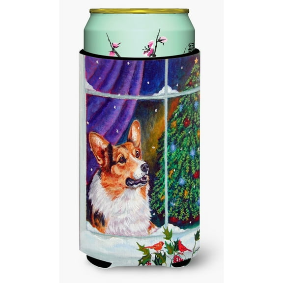 Carolines Treasures 7305TBC Corgi Christmas Window Tall Boy Hugger Tall Boy multicolor