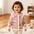 thumbnail image 2 of Younger Tree Baby Girl Cardigan Sweaters Long Sleeve Button Closure Knitted Cable Cardigan Coat for 0-6 Months, 2 of 7