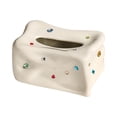 thumbnail image 3 of Caja de pañuelos Caja de pañuelos faciales de cerámica Soporte para almacenamiento de papel higiénico Soporte para pañuelos faciales Soporte para caja Beige Soledad Cubierta de tejido, 3 of 10