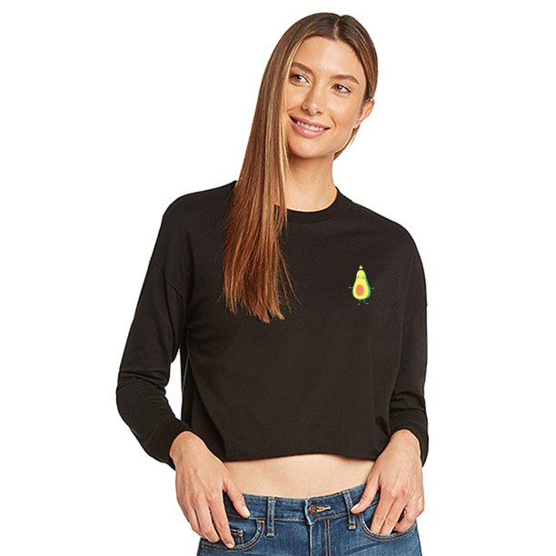 Crop Tops For Women Long Sleeve Cropped Tee Crop Shirt Cute Avocado Shirt Crop T Shirt Basic Casual Black Shirt Casual Tee Cropped Top Crop Avocado Top Walmart Com