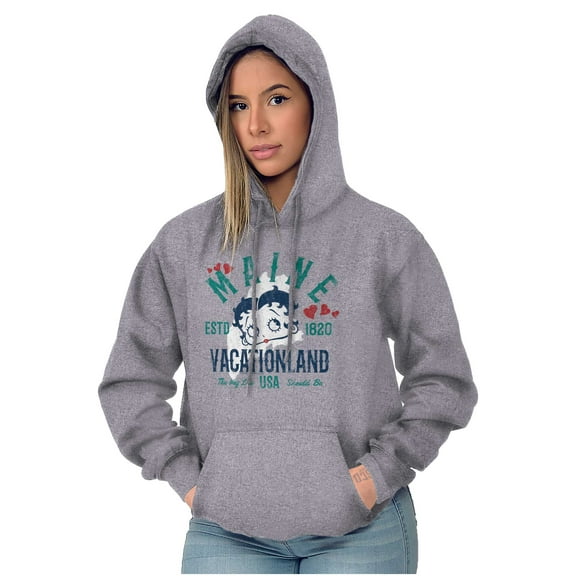 Retro Betty Boop Maine State Outline Hoodie Sweatshirt Women Brisco Brands S