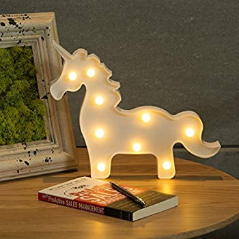 Room Decor Lights Ideas Unicorn Light, Unicorn Shaped Night Lamp for Girls Kids Room Decor, Gift Ideas for Birthday Christmas Party, Decorative Light for Wall Decoration Bedside Table, White Marquee Letter Lights ()