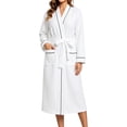 thumbnail image 3 of UVN Long Robes for Women Long Sleeve Kimono Bathrobe Waffle Knit Wrap Robe Soft Cozy Lightweight Sleepwear Nightgown with Pockets, 3 of 9