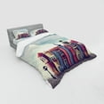thumbnail image 3 of Fantasy Duvet Cover Set, City with Old Books Style Buildings Birds and Cloudy Sky Literature Cityscape, Bedding Set with Shams and Fitted Sheet, 3 Sizes, by Ambesonne, 3 of 3