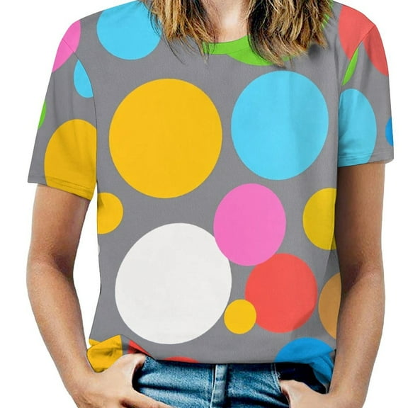Colorful Dots T Shirts Basic T-Shirt Short Sleeve Ladies Tee Shirt Summer Graphic Clothing