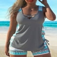 thumbnail image 3 of generic Two Piece Tankini Swimsuits for Women Plus Size Tummy Control Athletic Tankini Set Fashion Print Bathing Suits Gray M, 3 of 3