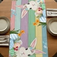 thumbnail image 5 of Table Runners 90 Inches Long Dress Scarves, Easter Bunny Farmhouse Coffee/Dining/Kitchen Table Runner for Living Room, Farmhouse Colorful Eggs Tulip Wooden Grain 13x90 Inch, 5 of 9