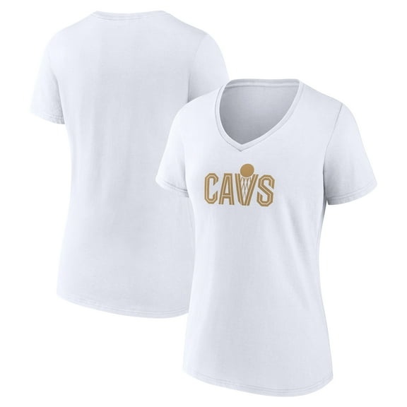 Women's White Cleveland Cavaliers Wordmark V-Neck T-Shirt