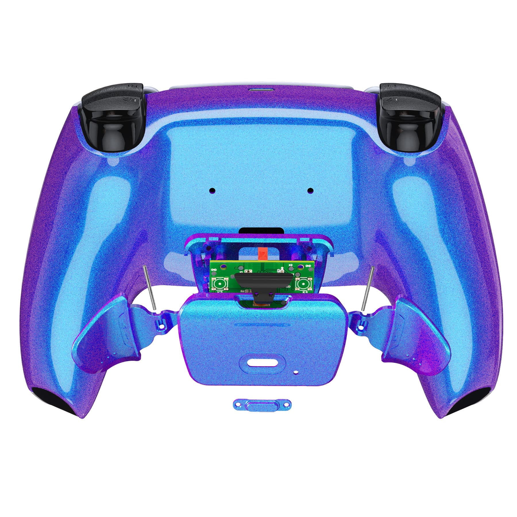 eXtremeRate Chameleon Purple Blue Upgrade Board & Back Shell w/Buttons for PS5 Controller BDM-010/020