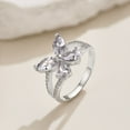 thumbnail image 5 of Flydeer 0.5CT Pear and Marquise-Cut 5A Zirconia with 925 Sterling Silver Butterfly Shaped Rings for Women Her Silver Size 7, 5 of 8