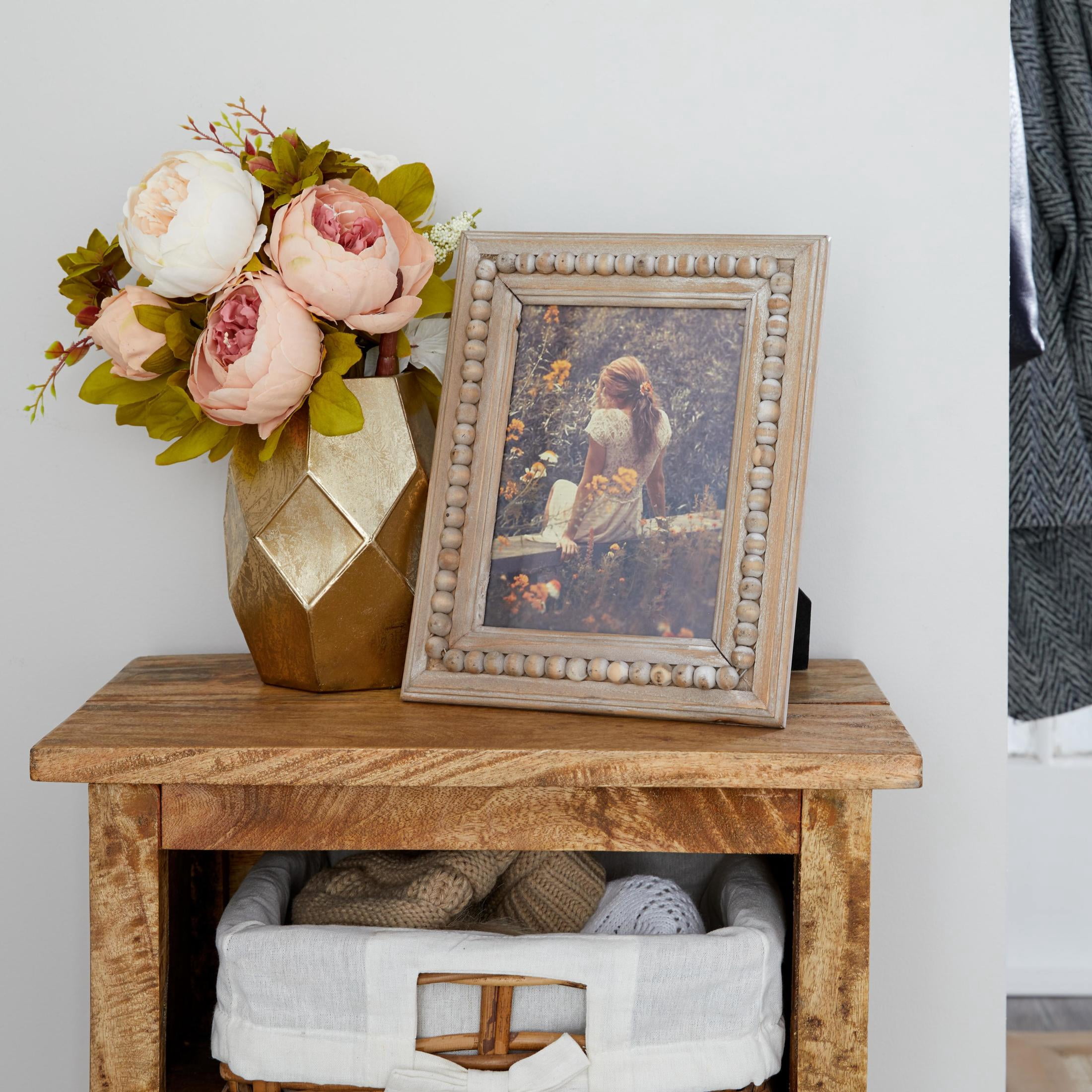 DecMode 6" x 8" Beaded Light Brown Photo Frame
