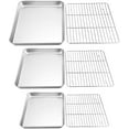 thumbnail image 1 of Baking Sheet with Rack Set, Stainless Steel Cookie Sheet Baking Pans with Cooling Rack, Non Toxic & Healthy, Rust Free & Heavy Duty, Mirror Finish & Easy Clean, Dishwasher Safe - 6 Pieces, 1 of 7