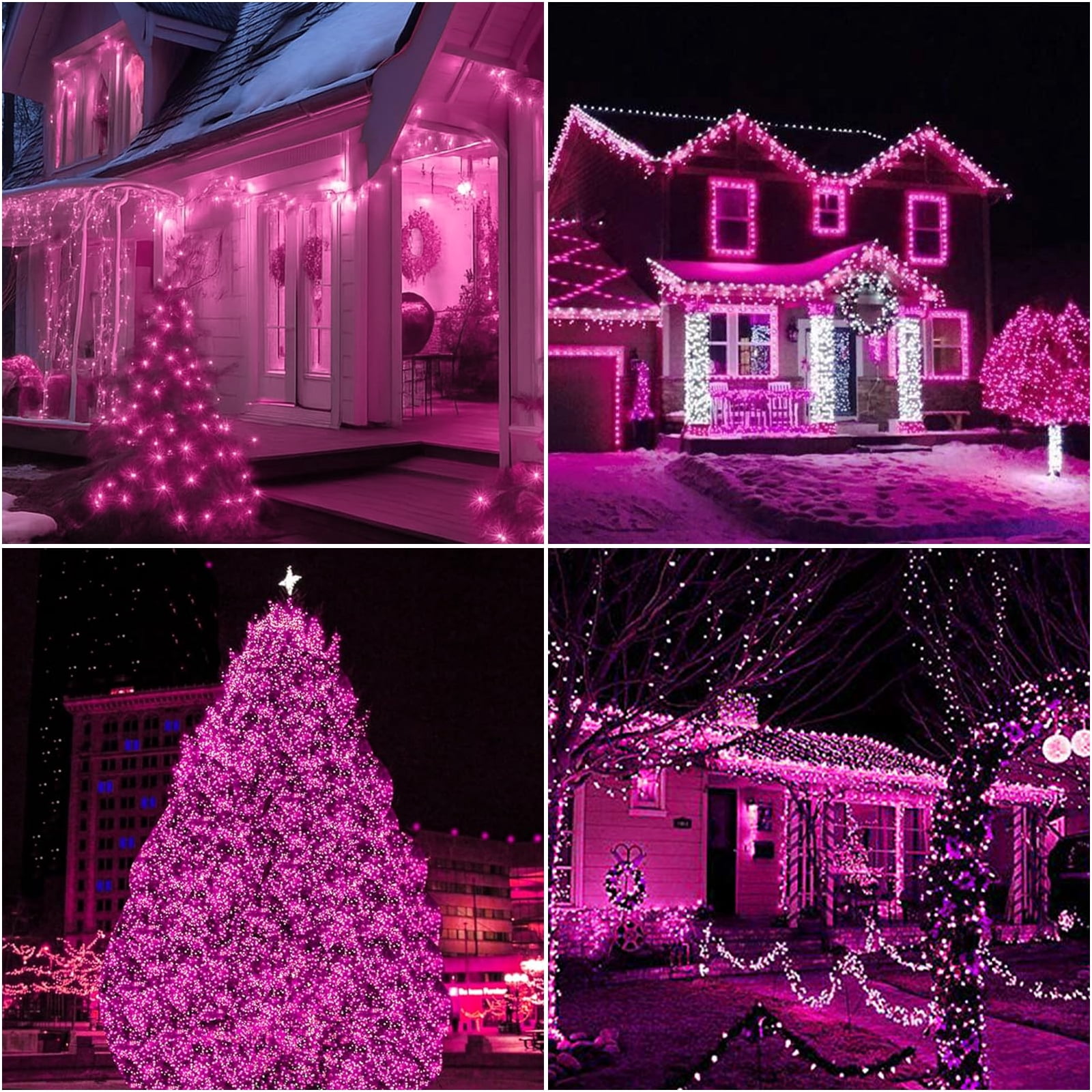 99FT 300 LED String Lights, Pink Fairy Lights Plug in, 16 Modes Transparent Pink Wire, 29V Low Voltage for Indoor Outdoor Christmas Wedding Party Decoration