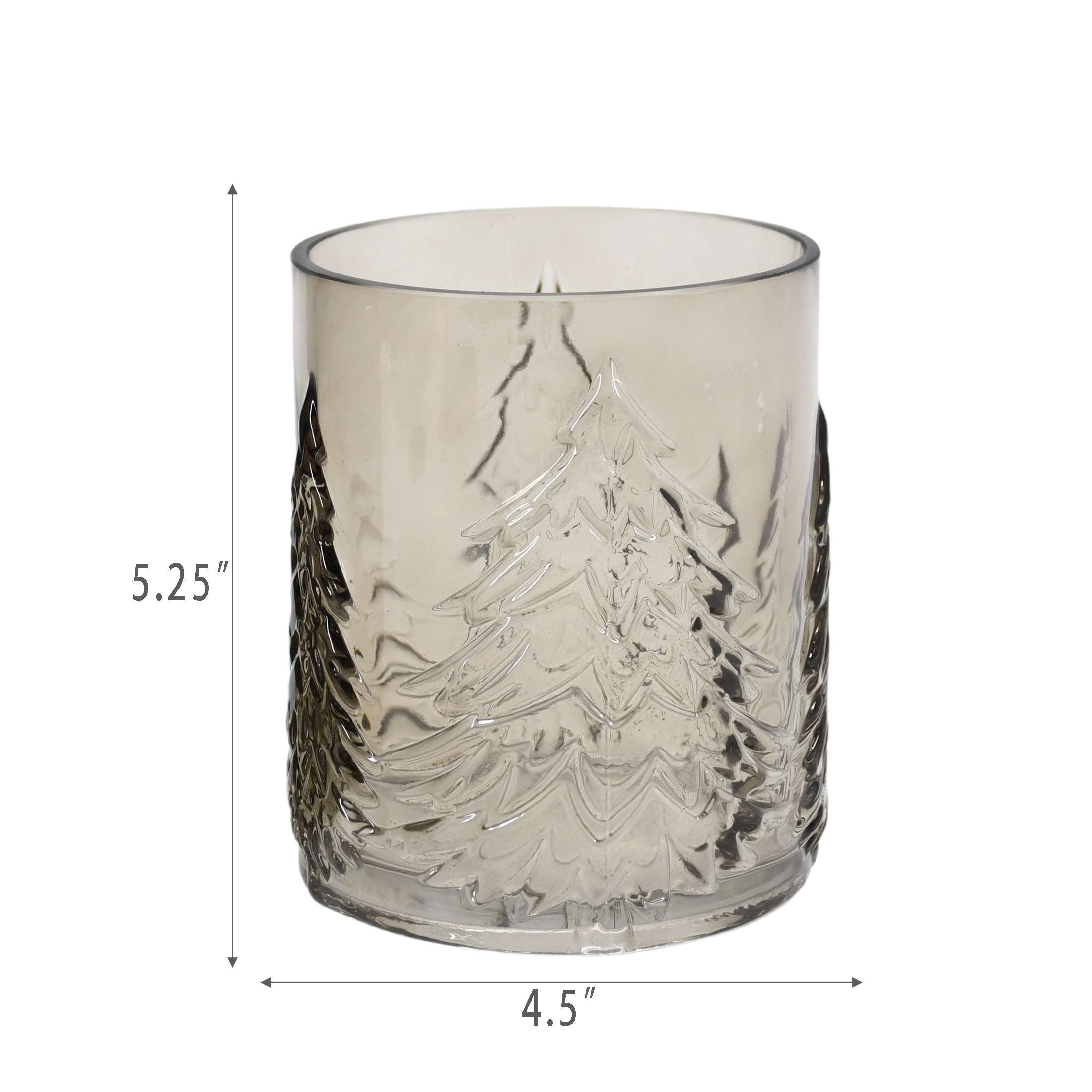Small Brown Glass Tree Pattern Christmas Pillar Candle Holder, 5.3", by Holiday Time