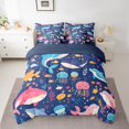 thumbnail image 2 of Erosebridal Kawaii Whale Bedding Sets Twin Size, Cute Jellyfish Comforter Sets with Sheets, Cartoon Sealife Reversible Bed Set, Super Cozy Room Decorative, 7pcs, 2 of 6