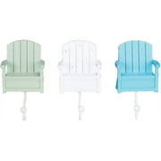 Coastal Relaxation Adirondack Shaped Beach Chairs Wood Wall Hooks Set of 3