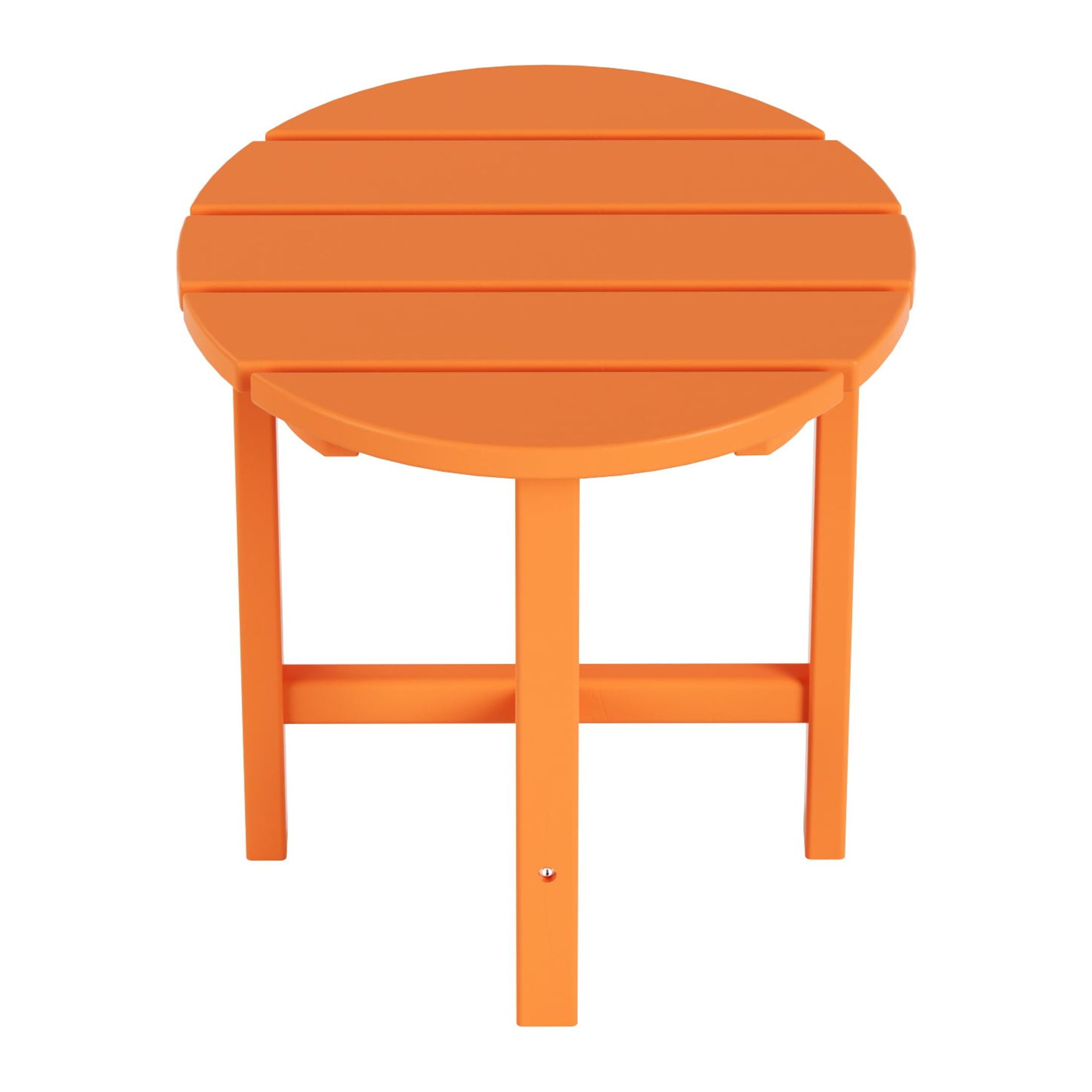 Garden 18" Inch Round Plastic Outdoor Patio Side Table, Orange