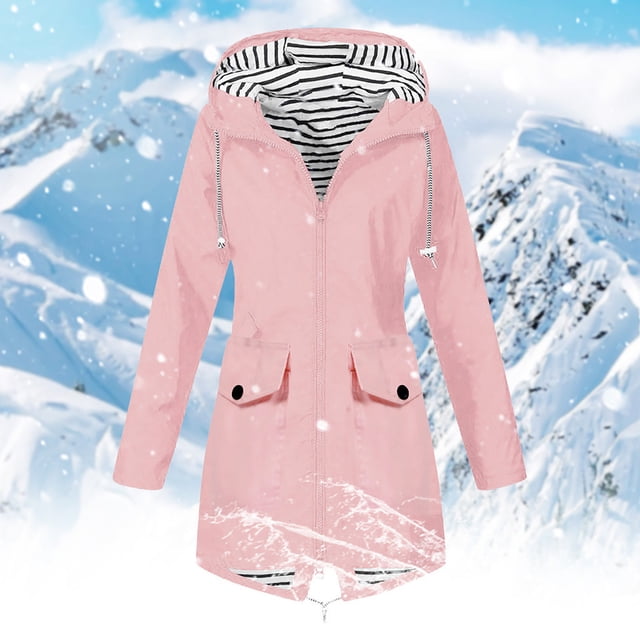 Mikilon Veste de Pluie Femme Grande Taille Imperméable à Capuche Coupe-Vent Ample