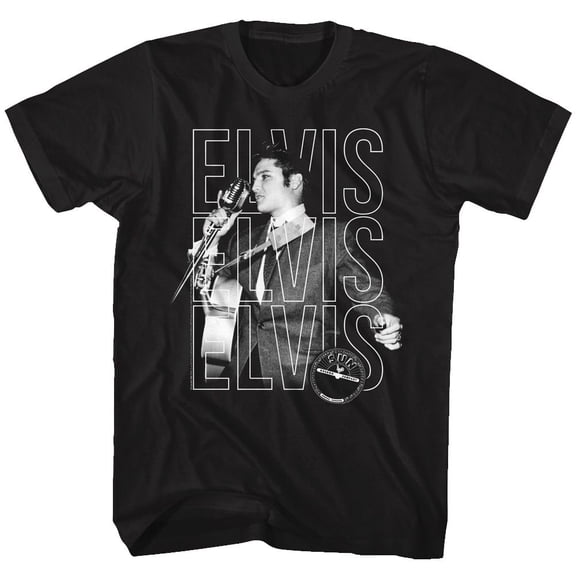 Elvis Presley Sun Records Repeat Black Adult T-Shirt 2Xt