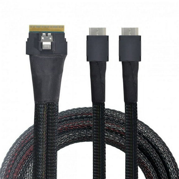 FVH PCI-E Ultraport Slimline SAS Slim 4.0 SFF-8654 8i 74pin to Dual Oculink SFF-8611 Cable 50cm PCI-Express