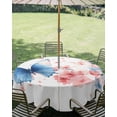 thumbnail image 3 of Outdoor Tablecloth with Umbrella Hole Zipper Blue Butterfly Round Tablecloth 60" Waterproof Outside Table Cloth Watercolor Spring Blossom Nature Flowers Patio Table Cover Tablecloths for Picnic Party, 3 of 8