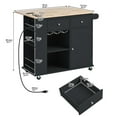 thumbnail image 3 of Kitchen Island with Storage, Kitchen Cart Cabinet on Wheels with Power Outlet, Adjustable Storage and Drop-Leaf Breakfast Bar, Rolling Kitchen Island for Home, Kitchen and Dining Room, Black, 3 of 9