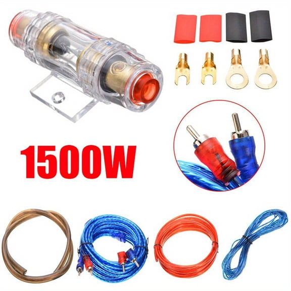 [Audio System] 1500W Auto Car Audio System Speaker Kit | 10 Gauge Amp RCA Complete Subwoofer Amplifier Install Wiring Cable