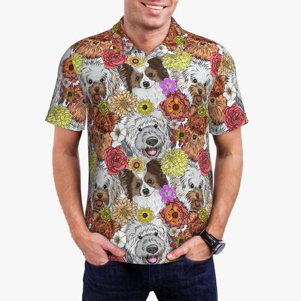 Fotbe Cute Dogs Puppy Camiseta Polo de Golf para Hombre con Estampado – Camisa Deportiva Transpirable con Cuello Abotonado-3X-Large
