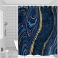 thumbnail image 7 of Marble Bathroom Shower Curtain Dark Blue Navy Gold Waterproof Fabric Shower Curtains with Hooks Watercolor Abstract Shower Curtains Cloth for Home Bath Decor 72x84 inches, 7 of 7