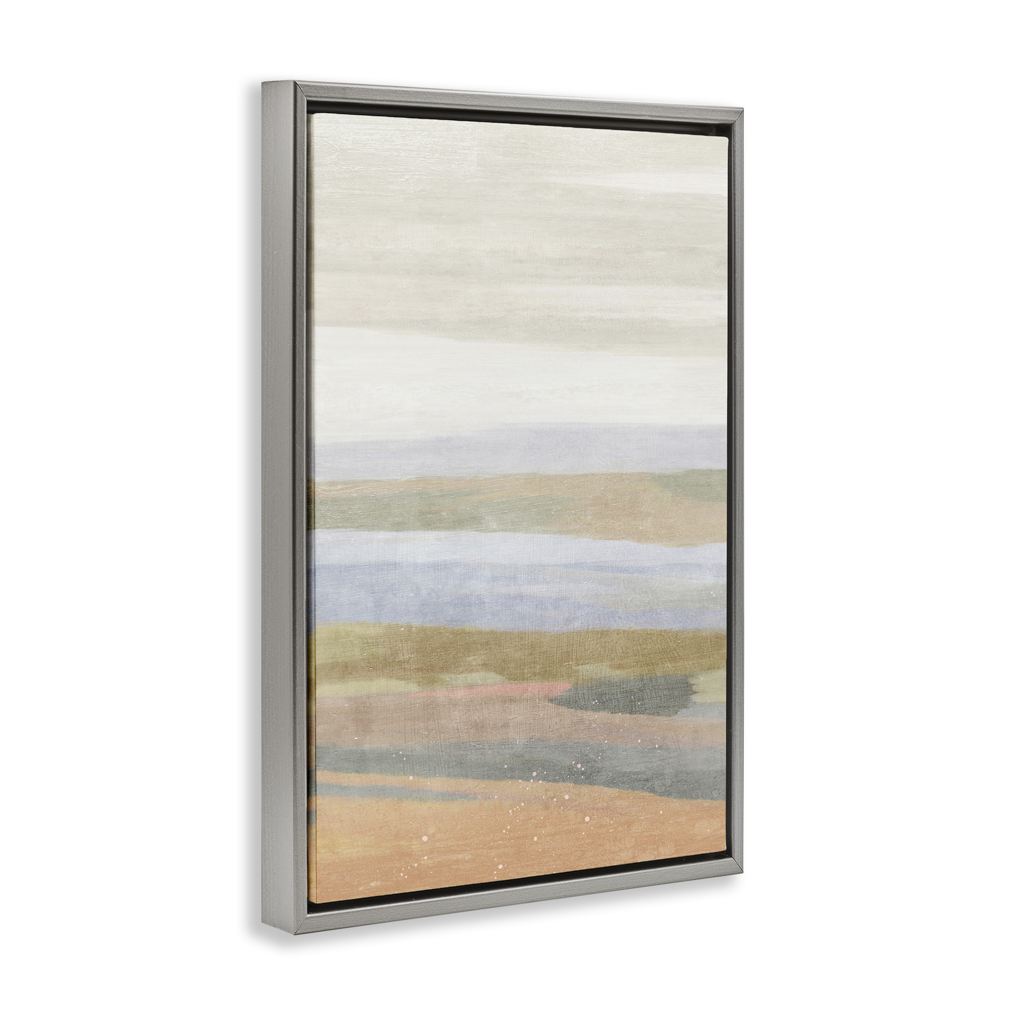 Stupell Industries Beach Dunes Abstraction Coastal Painting Gray Floater Framed Canvas Art Print Wall Art, 21 x 31