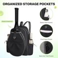 thumbnail image 4 of Tennis Backpack for Women & Men, 27 Inch Racket Compartment Holds 2 Tennis/Pickleball Rackets, 14L Multi-Functional Sports Bag with 6 Pockets, Waterproof Oxford Gym Bag for Travel or School, 4 of 16