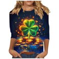 thumbnail image 2 of BLTIBY Womens St. Patrick's Day Sweatshirts 3/4 Sleeve Round Neck Lucky Shamrock Printed Irish Shirt Ireland Fashion Casual Pullover Top 2025 Multicolor 3XL, 2 of 5