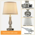 thumbnail image 3 of NATYSWAN Lamps for Bedrooms Set of 2, Brushed Nickel Bedside Lamps with USB Ports, 3 Way Dimmable Nightstand Lamps , Touch Table Lamp for Living Room Bedroom Office, Bulbs Included, 3 of 10