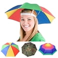 thumbnail image 1 of Cheers.US 3Pcs Multicolor Head Umbrella Cap Rainbow Fishing Hats and Folding Waterproof Hands Free Party Beach Headwear, 1 of 6